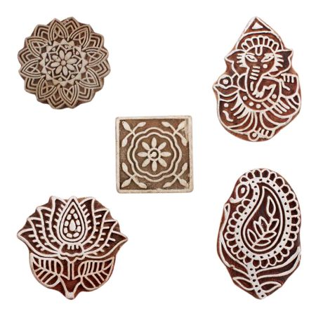 Set of 5 Piece New Mix Wooden Printing Blocks